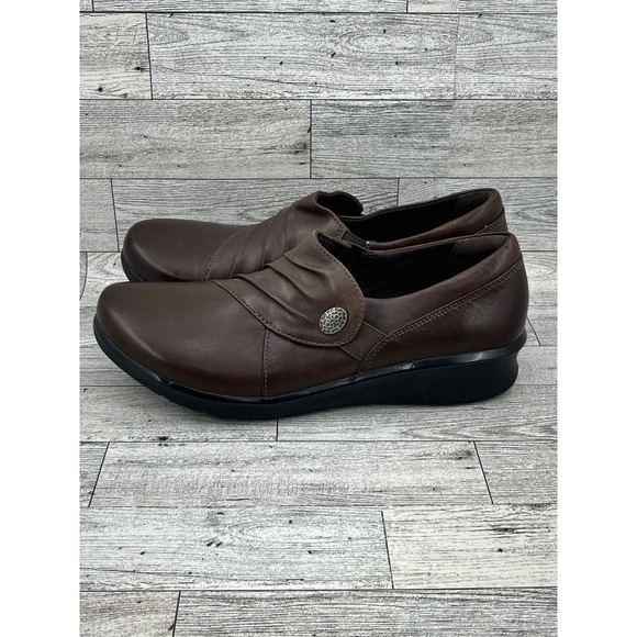 Clarks Womens Brown Leather Comfort Collection Slip On Loafers Shoes - Picture 3 of 8